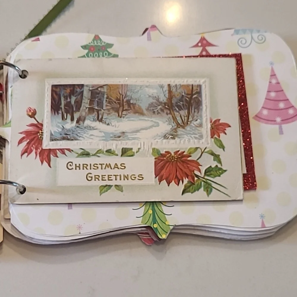 Handmade Pink and Gold Christmas Scrapbook